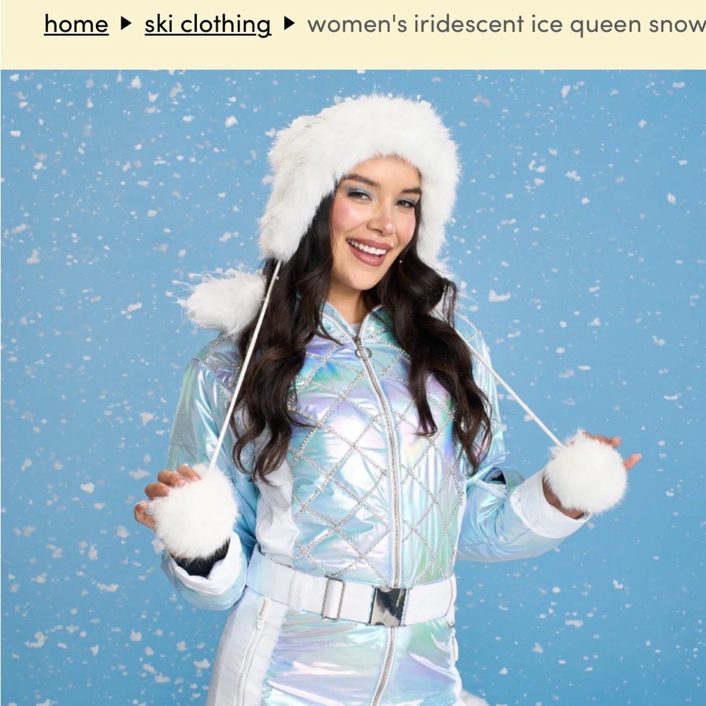 Tipsy Elves Iridescent Light Blue Quilted Ski Jacket